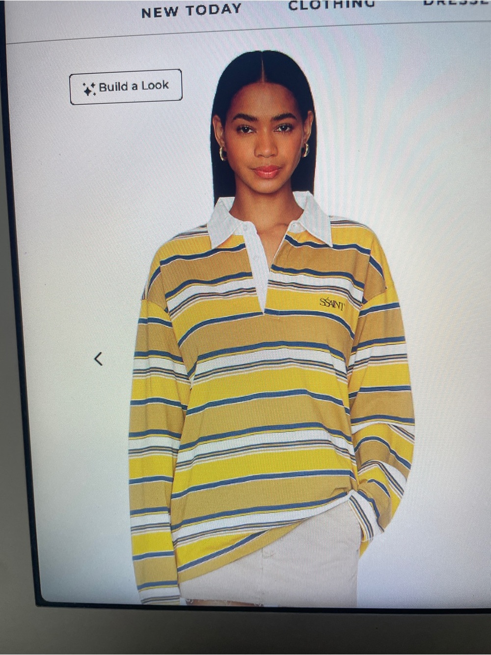 REVOLVE Yellow & White Striped Rugby Polo Sweatshirt Cruz Rugby Polo Shirt